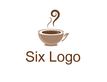 fancy coffee cup with steam beverage logo