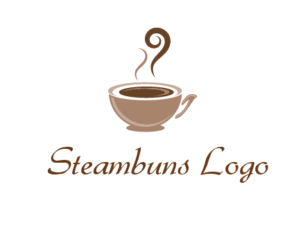 fancy coffee cup with steam beverage logo