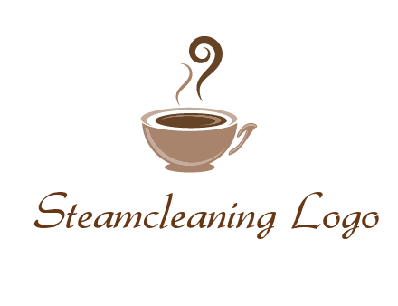 fancy coffee cup with steam beverage logo