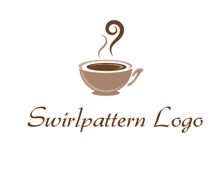 fancy coffee cup with steam beverage logo