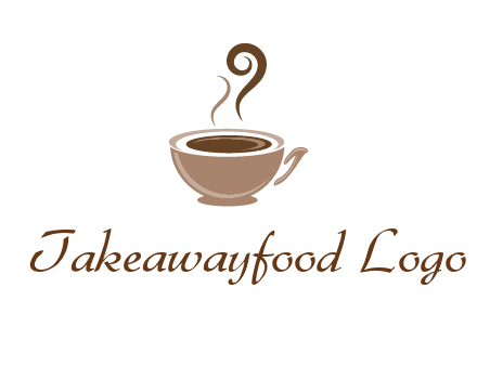 fancy coffee cup with steam beverage logo