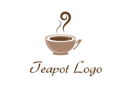 fancy coffee cup with steam beverage logo