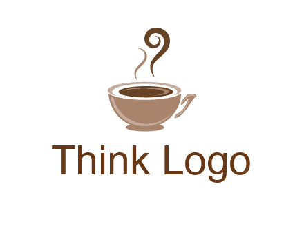fancy coffee cup with steam beverage logo