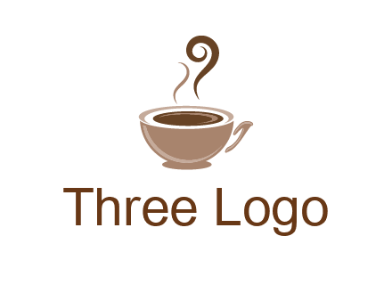 fancy coffee cup with steam beverage logo