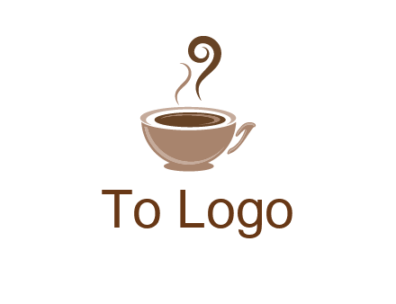 fancy coffee cup with steam beverage logo
