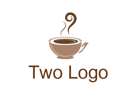 fancy coffee cup with steam beverage logo