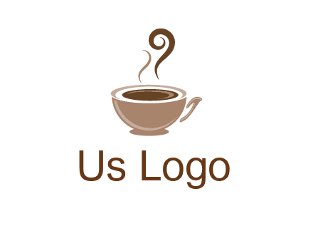 fancy coffee cup with steam beverage logo