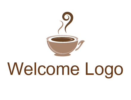 fancy coffee cup with steam beverage logo