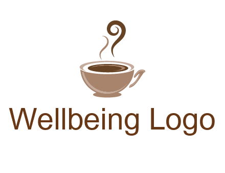 fancy coffee cup with steam beverage logo