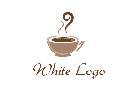 fancy coffee cup with steam beverage logo