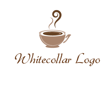 fancy coffee cup with steam beverage logo