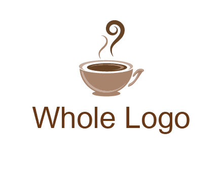 fancy coffee cup with steam beverage logo