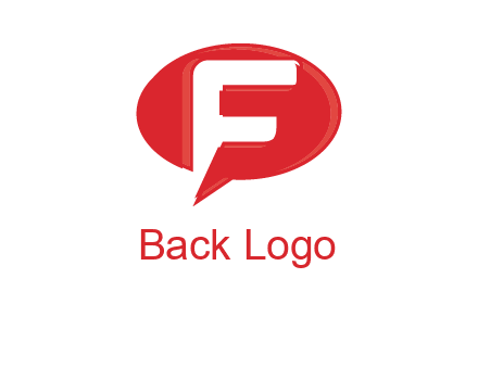 letter f inside the speech bubble logo