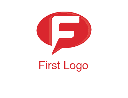 letter f inside the speech bubble logo