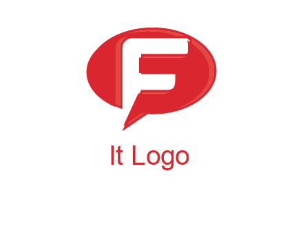 letter f inside the speech bubble logo