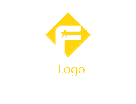 letter f inside the rhombus shape with star logo