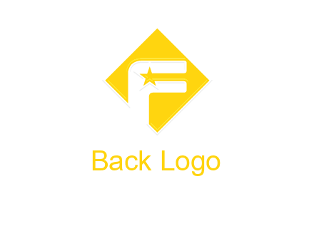 letter f inside the rhombus shape with star logo