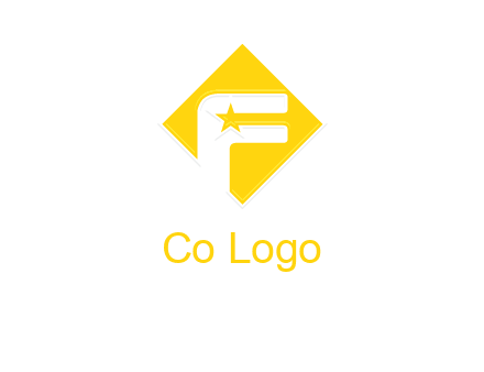 letter f inside the rhombus shape with star logo