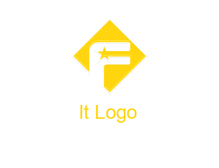 letter f inside the rhombus shape with star logo
