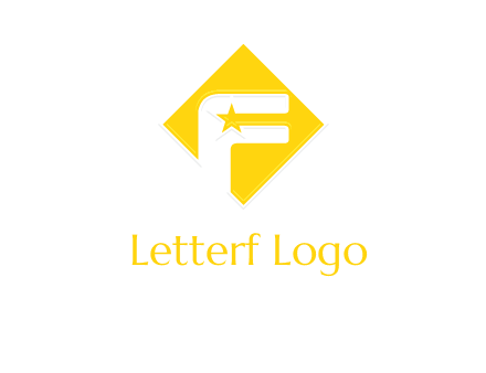 letter f inside the rhombus shape with star logo