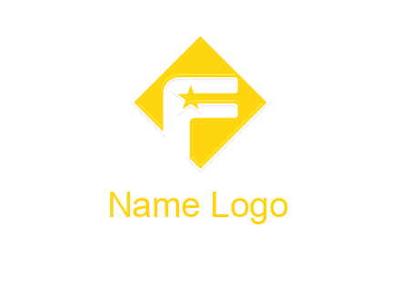 letter f inside the rhombus shape with star logo