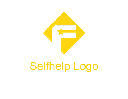 letter f inside the rhombus shape with star logo