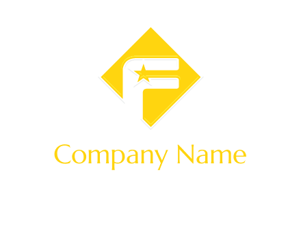 letter f inside the rhombus shape with star logo