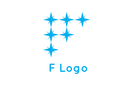 letter f made of shining stars icon