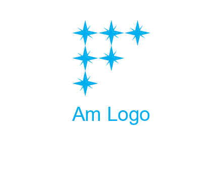 letter f made of shining stars icon
