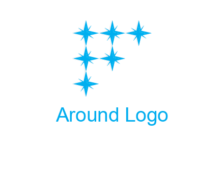 letter f made of shining stars icon