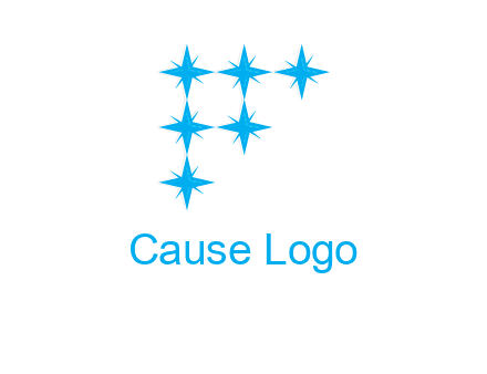 letter f made of shining stars icon