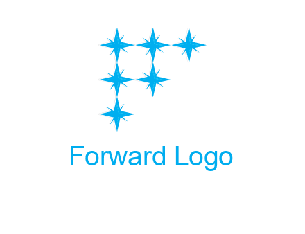letter f made of shining stars icon