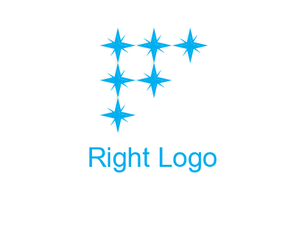 letter f made of shining stars icon