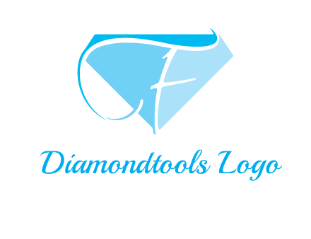 letter f placed in front of a diamond shape logo