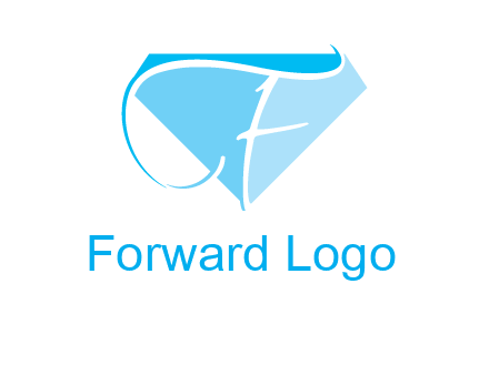 letter f placed in front of a diamond shape logo