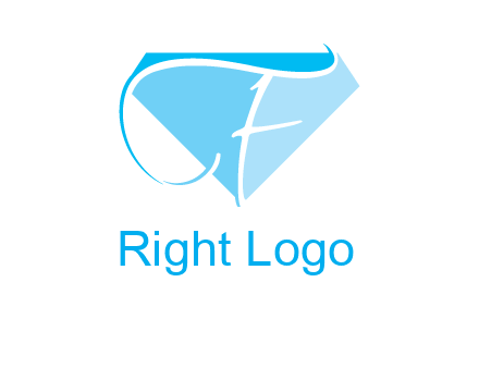 letter f placed in front of a diamond shape logo