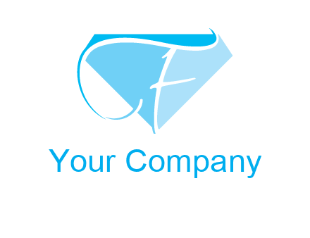 letter f placed in front of a diamond shape logo