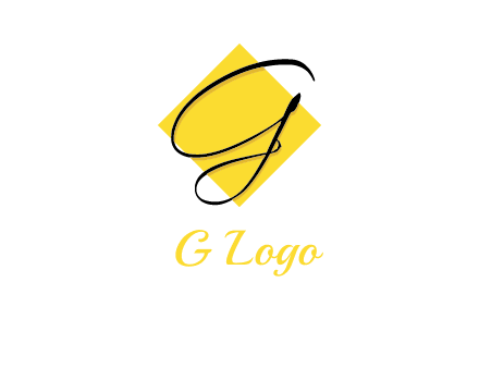 letter g placed in front of a rhombus shape logo