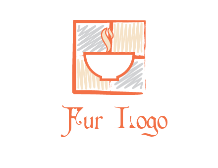 hot bowl in paint effect squares food logo