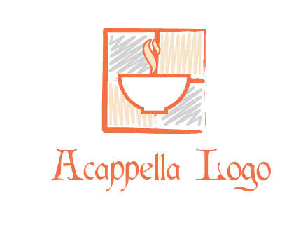 hot bowl in paint effect squares food logo