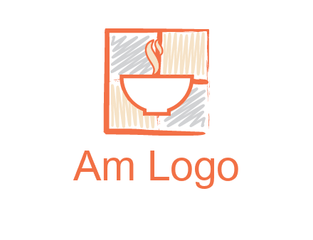hot bowl in paint effect squares food logo