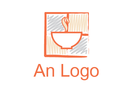 hot bowl in paint effect squares food logo