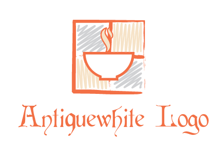 hot bowl in paint effect squares food logo