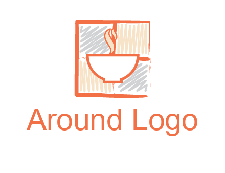 hot bowl in paint effect squares food logo