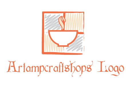 hot bowl in paint effect squares food logo