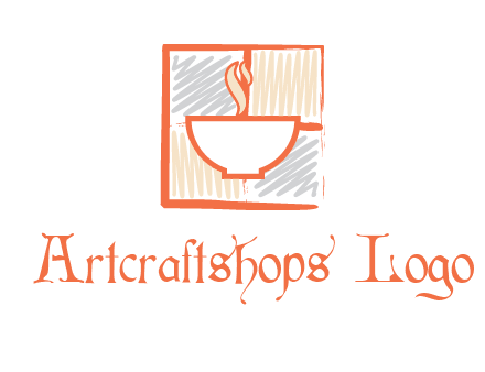 hot bowl in paint effect squares food logo