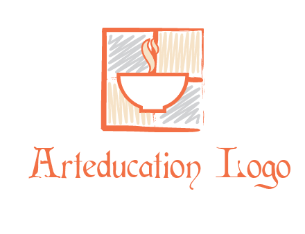 hot bowl in paint effect squares food logo