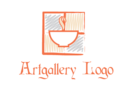 hot bowl in paint effect squares food logo