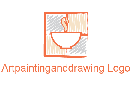 hot bowl in paint effect squares food logo