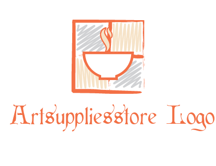 hot bowl in paint effect squares food logo
